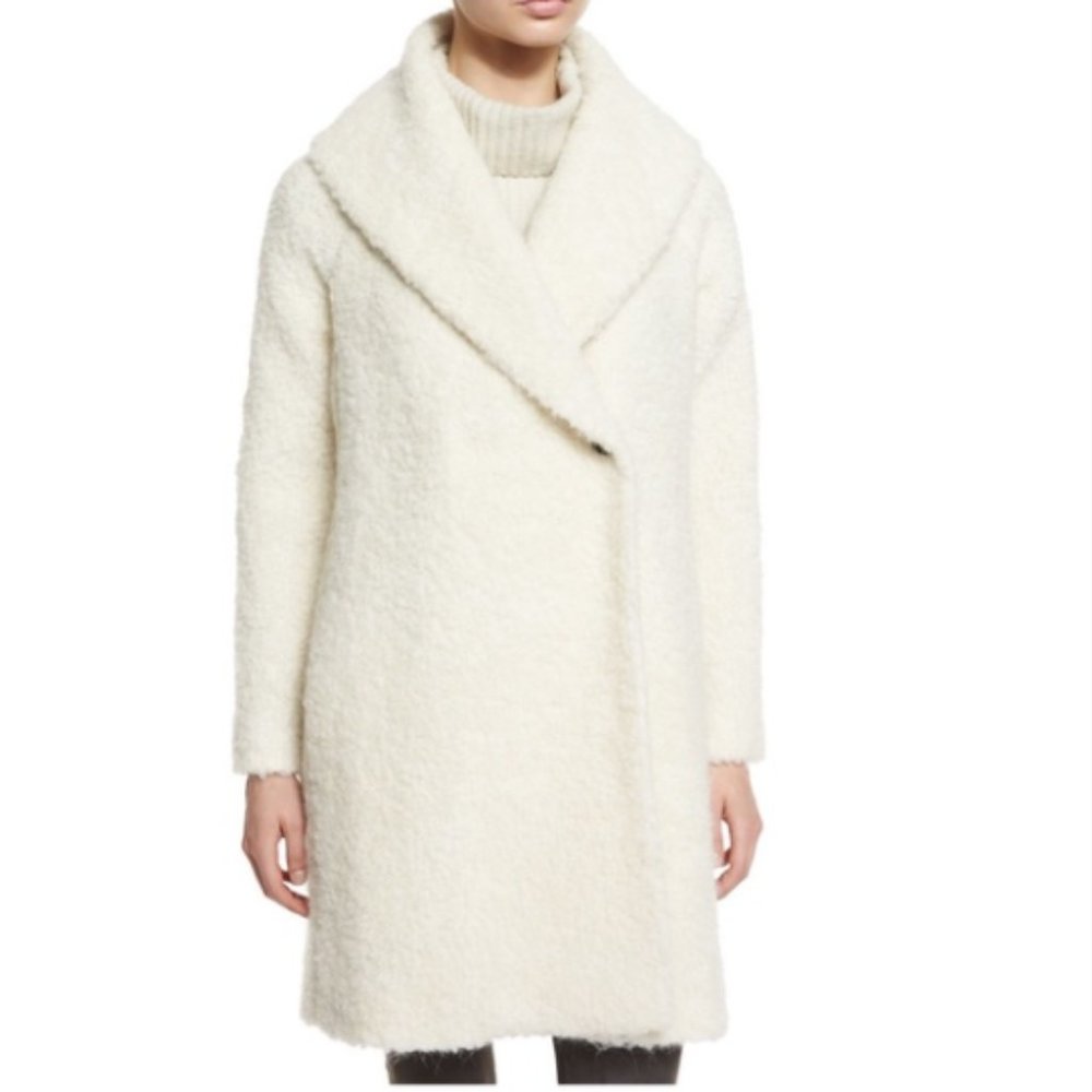 Vince Fuzzy Knit Boucle Teddy Cream Coat XXS